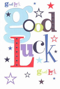 This expressive good luck card, a popular pick for celebrations across Harlesden, radiates joyful confidence in every carefully designed letter. A prominent baby-blue 'g' sets an inviting tone, framed by vivid reds and deep purples that balance the playful with the bold - echoing the creative flair of Harlesden's street art and bustling markets. Set against a snowy white background, stars in shades of inky blue, gentle indigo, and soft lavender sprinkle across the card, as if inspired by a North West London night sky. The mix of typographic styles and lively hues creates a harmonious energy that captures both anticipation and unwavering support, much like the warm applause shared among neighbours on Harlesden's vibrant streets. The card's invitingly smooth surface hints at the satisfaction of holding something made with care, echoing the personal touch found in every bouquet prepared for local delivery. Whether sent to mark a big move near Harlesden High Street or to cheer on a loved one heading off to university, the card carries its message with heartfelt sincerity, making every recipient feel truly seen and uplifted.